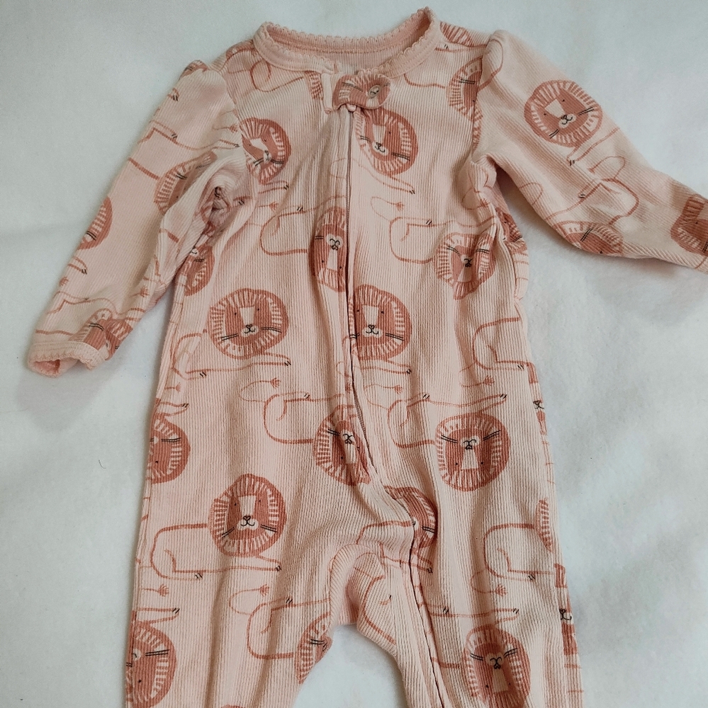 Pink Lion Print Kids One Piece